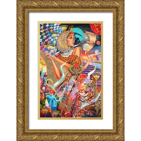 Seshat Gold Ornate Wood Framed Art Print with Double Matting by Stevenson, Graeme