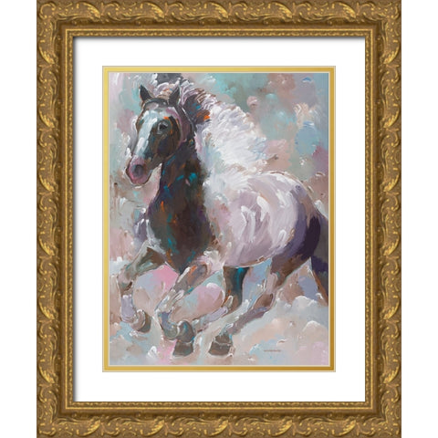 Moonlight Runner Gold Ornate Wood Framed Art Print with Double Matting by Khorasani, Hooshang