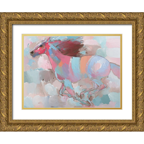 Racing the Wind Gold Ornate Wood Framed Art Print with Double Matting by Khorasani, Hooshang