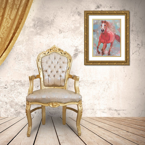 Blazing Runner Gold Ornate Wood Framed Art Print with Double Matting by Khorasani, Hooshang