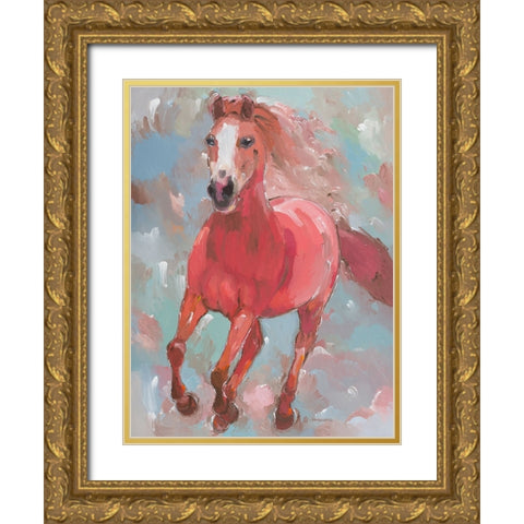 Blazing Runner Gold Ornate Wood Framed Art Print with Double Matting by Khorasani, Hooshang