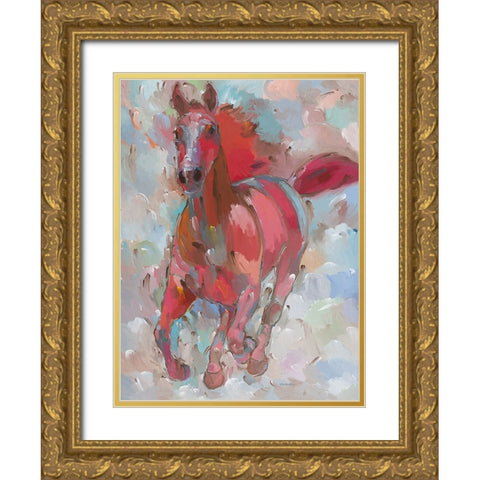 Red Wind Gold Ornate Wood Framed Art Print with Double Matting by Khorasani, Hooshang