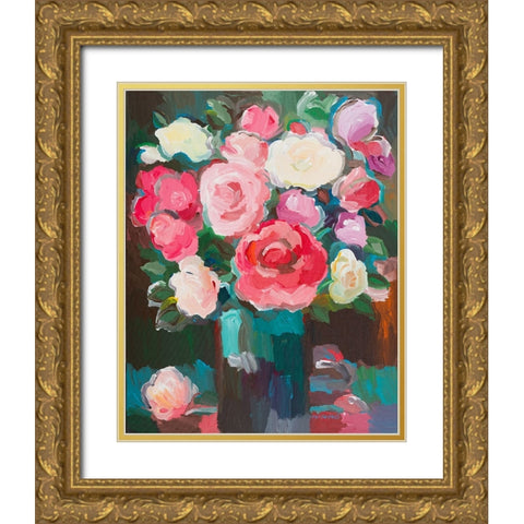 Rose Garden Gold Ornate Wood Framed Art Print with Double Matting by Khorasani, Hooshang