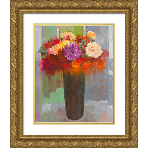 Touch of Fuscia Gold Ornate Wood Framed Art Print with Double Matting by Khorasani, Hooshang