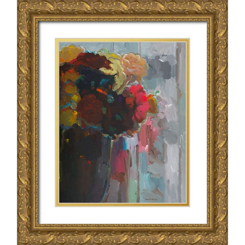 Asymmetrical Bouquet II Gold Ornate Wood Framed Art Print with Double Matting by Khorasani, Hooshang