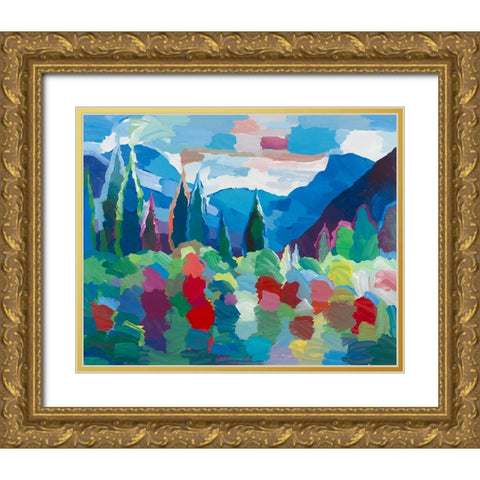 Petals and Peaks Gold Ornate Wood Framed Art Print with Double Matting by Khorasani, Hooshang