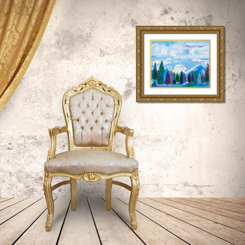 Color and Clouds #4 Gold Ornate Wood Framed Art Print with Double Matting by Khorasani, Hooshang