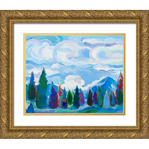 Color and Clouds #4 Gold Ornate Wood Framed Art Print with Double Matting by Khorasani, Hooshang
