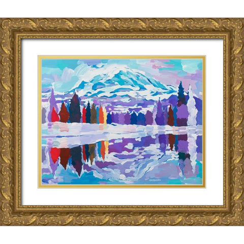 Natures Reflection Gold Ornate Wood Framed Art Print with Double Matting by Khorasani, Hooshang