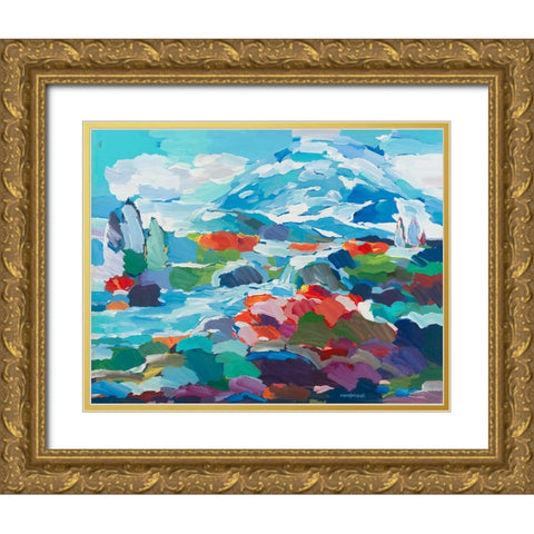 Conceptual Color Gold Ornate Wood Framed Art Print with Double Matting by Khorasani, Hooshang