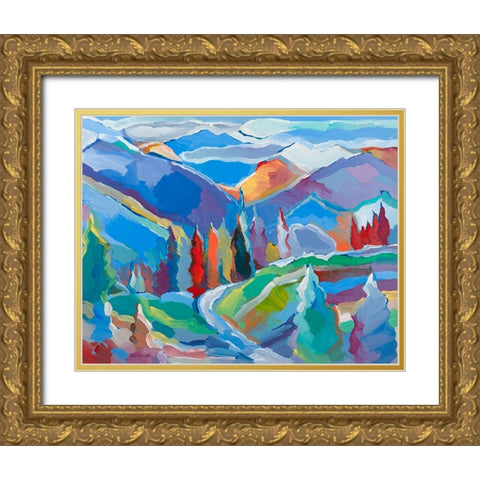 Colorado Composition #5 Gold Ornate Wood Framed Art Print with Double Matting by Khorasani, Hooshang