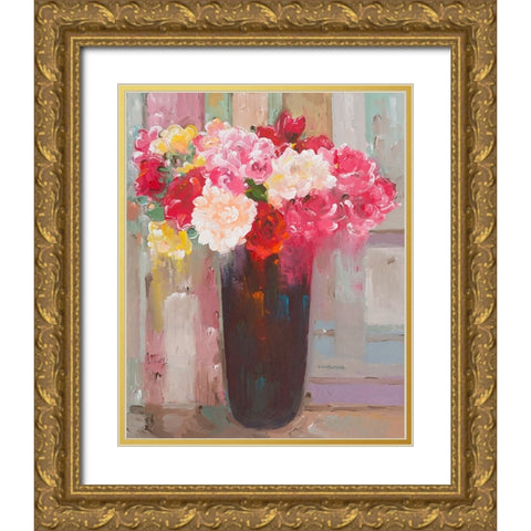 Love in Bloom Gold Ornate Wood Framed Art Print with Double Matting by Khorasani, Hooshang