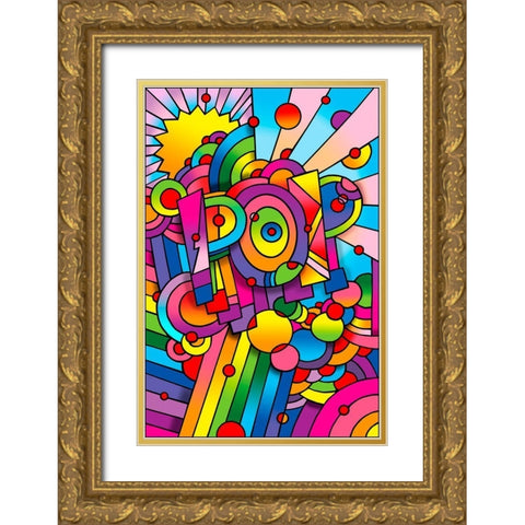 Pop 1 Gold Ornate Wood Framed Art Print with Double Matting by Green, Howie