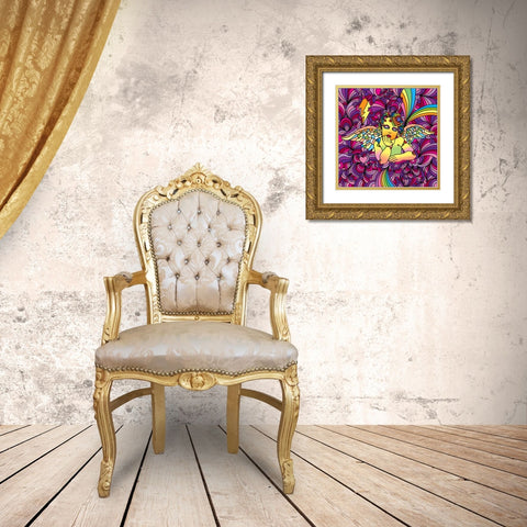 Pop-Art-Cherub-1 Gold Ornate Wood Framed Art Print with Double Matting by Green, Howie