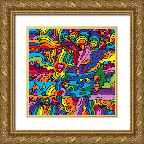 Pop-Art-Mambo-216B Gold Ornate Wood Framed Art Print with Double Matting by Green, Howie