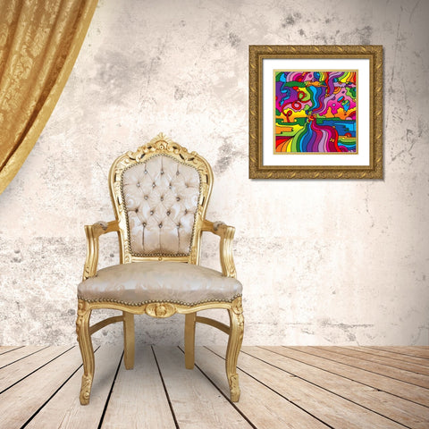 Pop-Art-Mambo-216C Gold Ornate Wood Framed Art Print with Double Matting by Green, Howie