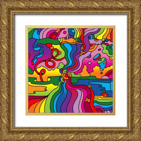 Pop-Art-Mambo-216C Gold Ornate Wood Framed Art Print with Double Matting by Green, Howie