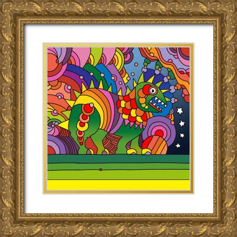 Pop-Art-Phinn-Monster Gold Ornate Wood Framed Art Print with Double Matting by Green, Howie