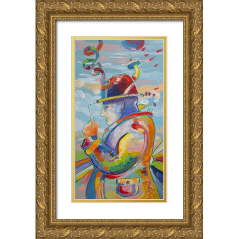 Pop Art Thinker Gold Ornate Wood Framed Art Print with Double Matting by Green, Howie