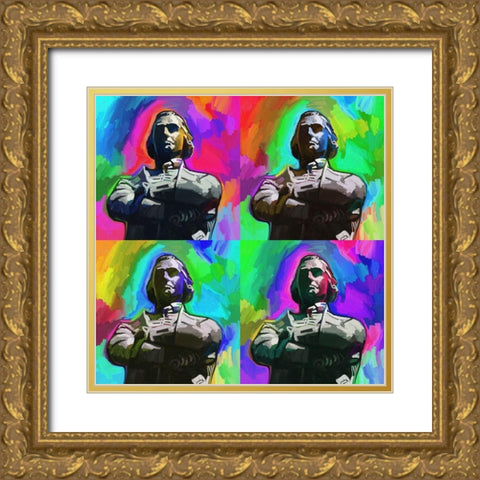 Sam Adams Pop Art Gold Ornate Wood Framed Art Print with Double Matting by Green, Howie