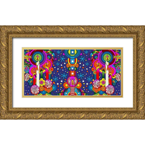 Holiday Candles Panorama Gold Ornate Wood Framed Art Print with Double Matting by Green, Howie
