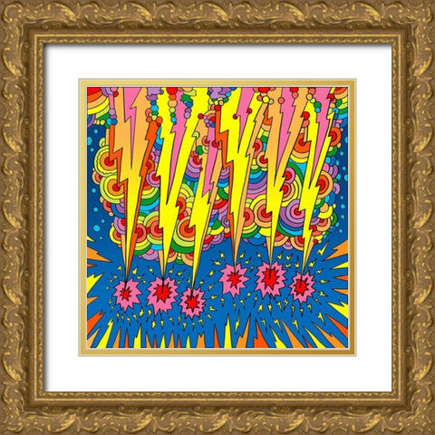 Lightning Strikes Gold Ornate Wood Framed Art Print with Double Matting by Green, Howie