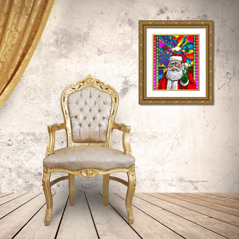 Santa Peace Gold Ornate Wood Framed Art Print with Double Matting by Green, Howie