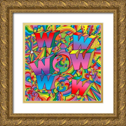 Wow Wow Wow Gold Ornate Wood Framed Art Print with Double Matting by Green, Howie