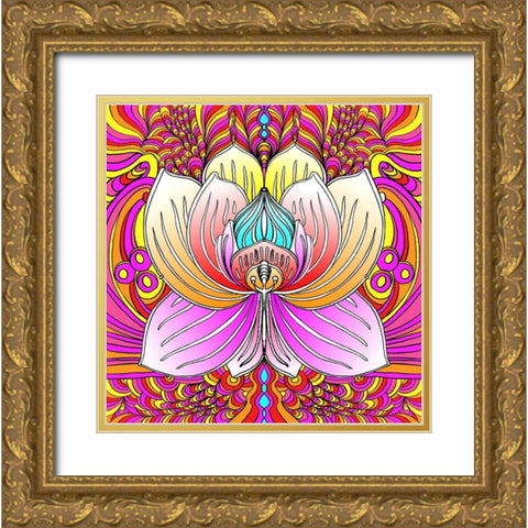 Lotus Flower 2 Gold Ornate Wood Framed Art Print with Double Matting by Green, Howie