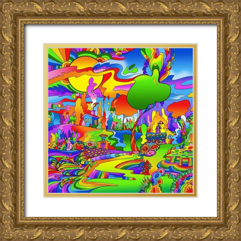 Umbrella Man Landscape 1119 Gold Ornate Wood Framed Art Print with Double Matting by Green, Howie