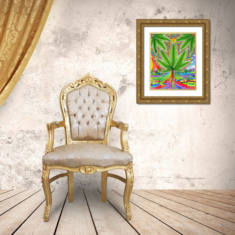Pot Leaf 2 Gold Ornate Wood Framed Art Print with Double Matting by Green, Howie