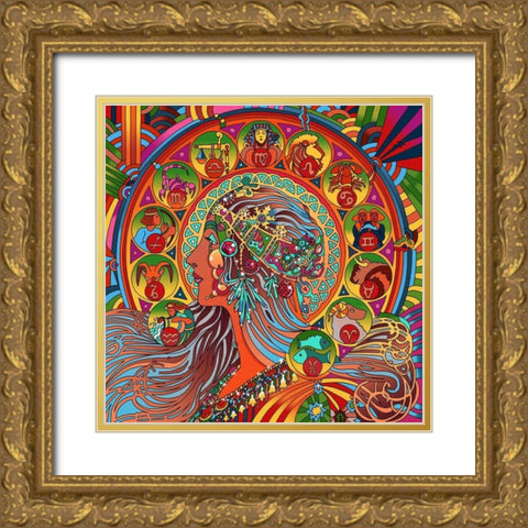 Astrology Queen Gold Ornate Wood Framed Art Print with Double Matting by Green, Howie