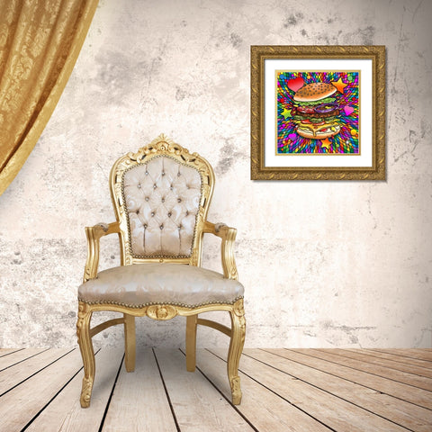 Hamburg Pop Art Gold Ornate Wood Framed Art Print with Double Matting by Green, Howie