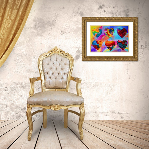 6 hearts Gold Ornate Wood Framed Art Print with Double Matting by Green, Howie