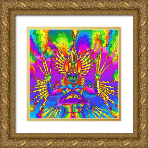 Lightning Man Gold Ornate Wood Framed Art Print with Double Matting by Green, Howie