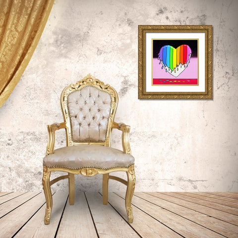 Rainbow Paint Heart 2 Gold Ornate Wood Framed Art Print with Double Matting by Green, Howie