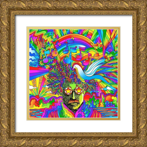 Star Glasses Gold Ornate Wood Framed Art Print with Double Matting by Green, Howie