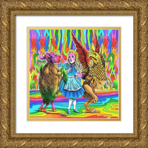 Alice-Mock-Turtle-Griffin Gold Ornate Wood Framed Art Print with Double Matting by Green, Howie