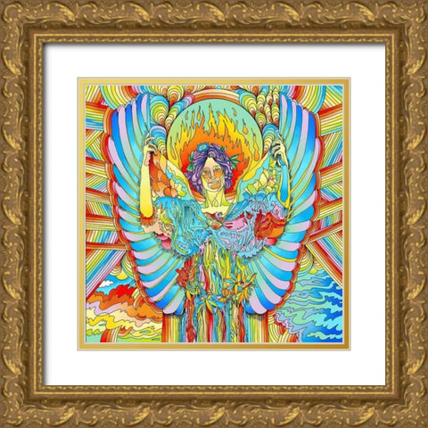 Angel-721 Gold Ornate Wood Framed Art Print with Double Matting by Green, Howie