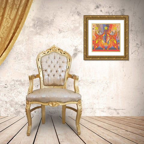 Clown-Duo Gold Ornate Wood Framed Art Print with Double Matting by Green, Howie