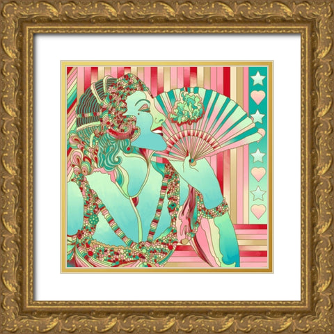 Green Godess Gold Ornate Wood Framed Art Print with Double Matting by Green, Howie