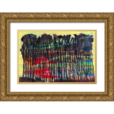 Trees-1 Gold Ornate Wood Framed Art Print with Double Matting by Green, Howie