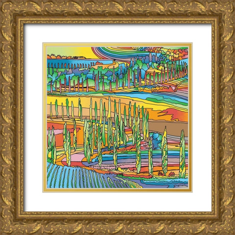 Tuscany-Trees Gold Ornate Wood Framed Art Print with Double Matting by Green, Howie