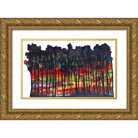 Trees 4 Gold Ornate Wood Framed Art Print with Double Matting by Green, Howie
