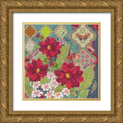 Floral 4 Gold Ornate Wood Framed Art Print with Double Matting by HUE and MI and Sangita