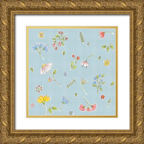 Flower Craft Gold Ornate Wood Framed Art Print with Double Matting by HUE and MI and Sangita