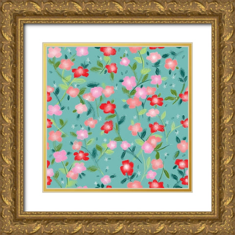 Pretty In Pink Gold Ornate Wood Framed Art Print with Double Matting by HUE and MI and Sangita