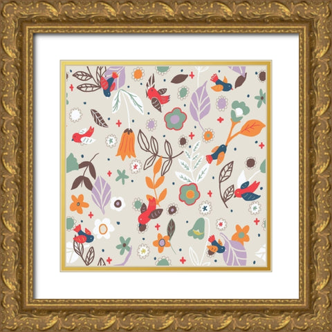 Sunshine In Autumn Gold Ornate Wood Framed Art Print with Double Matting by HUE and MI and Sangita