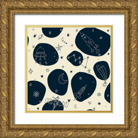 20-13 Space Mission Gold Ornate Wood Framed Art Print with Double Matting by HUE and MI and Sangita