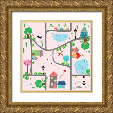 I Love Where I Live Gold Ornate Wood Framed Art Print with Double Matting by HUE and MI and Sangita